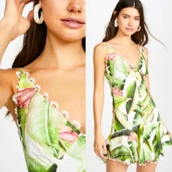 FARM Rio Dresses & Skirts - FARM Rio Plantage White Palms Linen Blend Mini Dress Size Medium